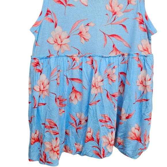 Forever 21 Tank Top Small Blue Floral Bubble Flared Knit Summer Sleeveless - Picture 6 of 7